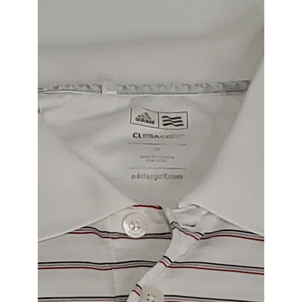 Adidas Climacool Golf Polo Shirt, Stripes, White, Medium